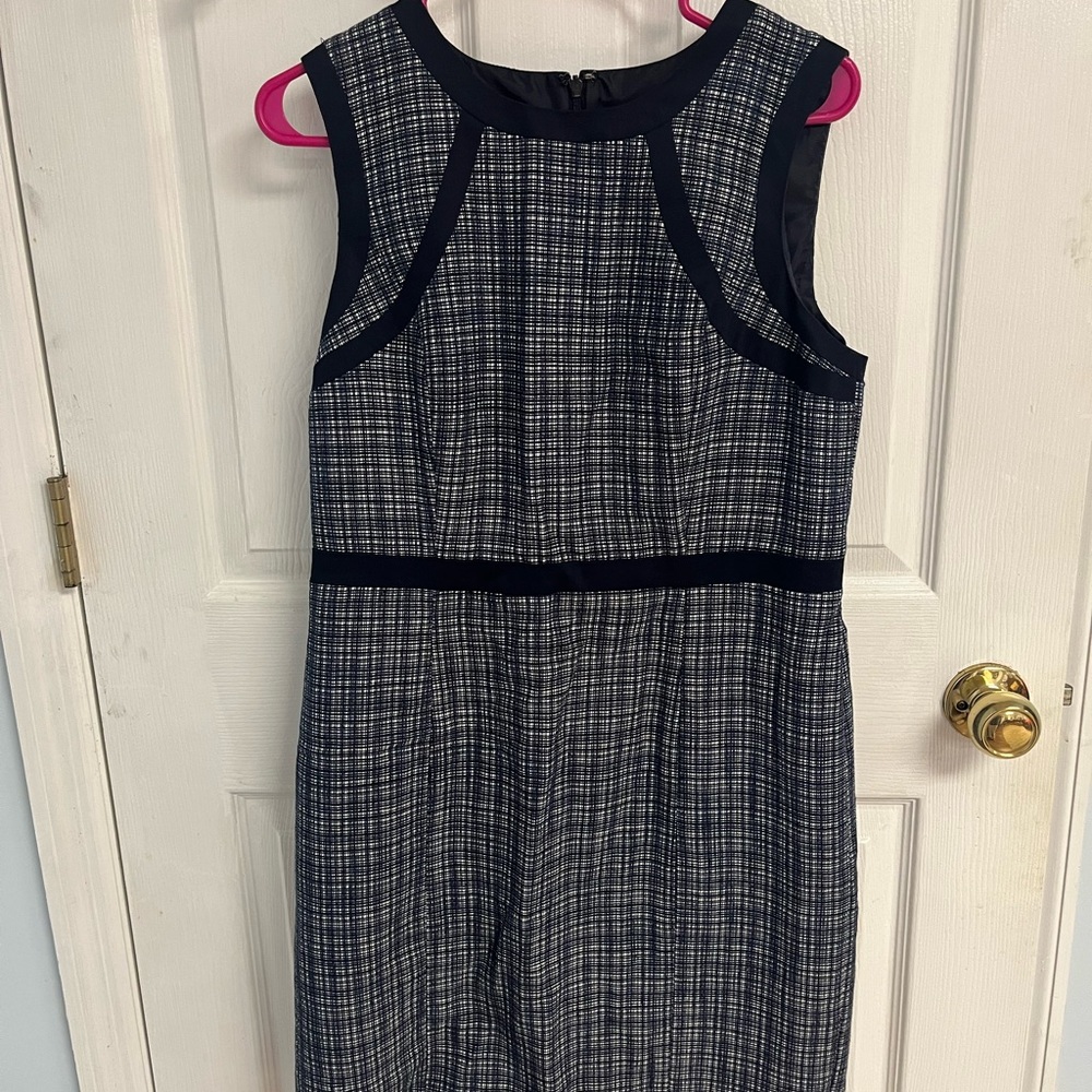 Talbots Navy and White Sheath Midi Dress 12p